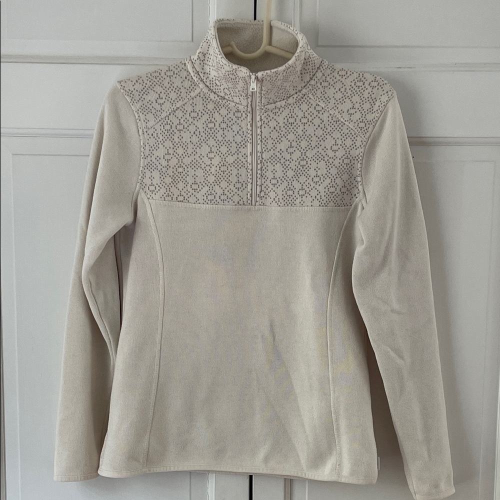 Eddie Bauer Cream “Radiator Fleece” Pullover 1/4 Zip. Size small